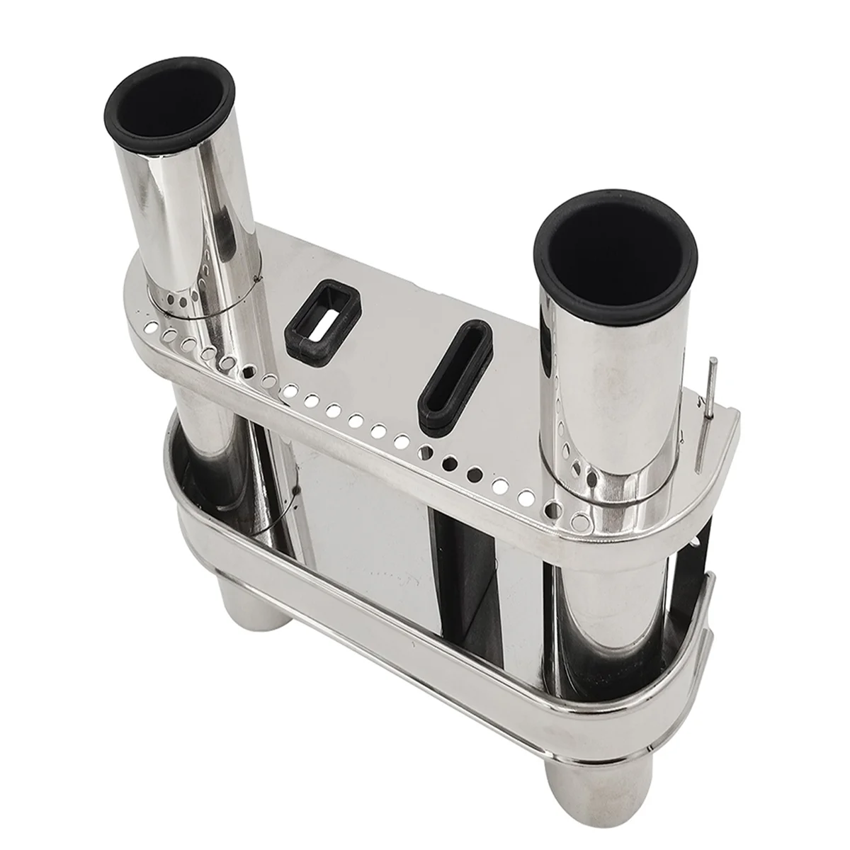 Flush Mount Fishing Rod Holder 2 Tube Link Rod Holder Marine Stainless Steel Fishing Pole Stand Fishing Accessory Tool