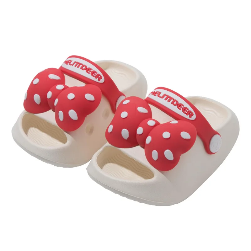 Pantofole per bambini per ragazze carine con stampa a pois con fiocco grande versatili scarpe da spiaggia per bambini Princess Chic Soft EVA Drop