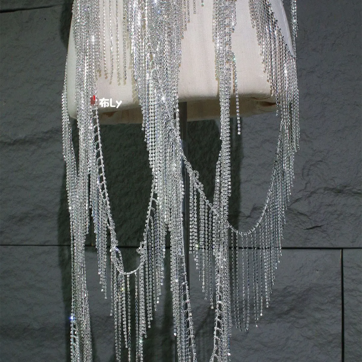 كريستال الترتر شرابة سلسلة حجر الراين أداء زي DIY بها بنفسك مخيط يدويا قلادة المواد فستان الزفاف الديكور #3