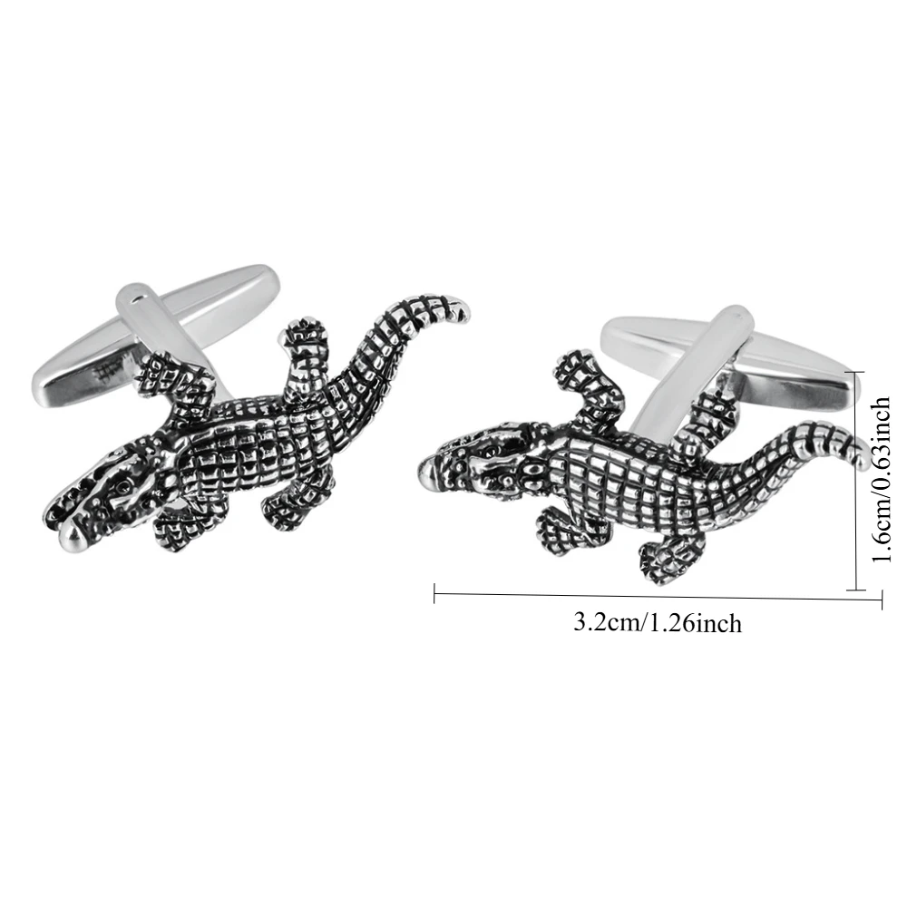 Retro Silvery Crocodile Cufflinks Men's Business Shirt Sleeve Studs Banquet Formal Suit Shirt Cufflinks Accessories
