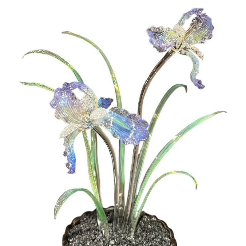 [Flowing light] Pure handmade glazed lantern worker glass intangible cultural heritage immortal flower iris home ornament gift