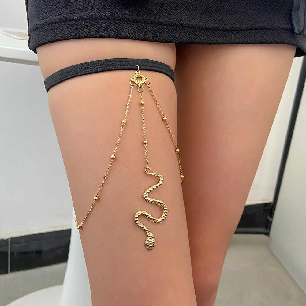 European American Beach Sexy Snake Tassel Leg Chain Bodychain New Crystal Butterfly Body Chain Leg Jewelry For Women Accessories