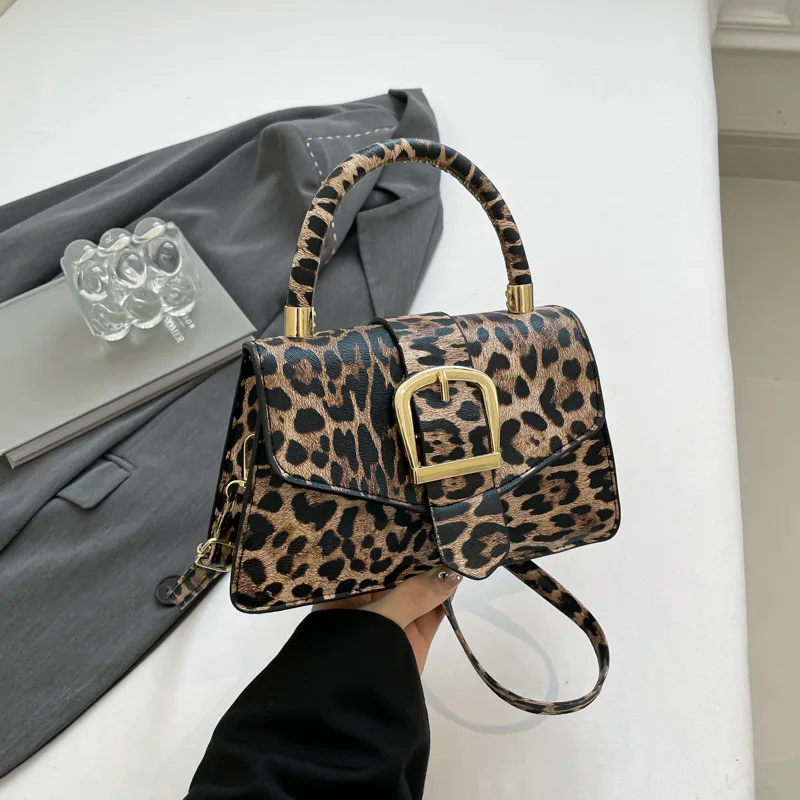 

Retro leopard print trendy fashion small square bag versatile messenger bag