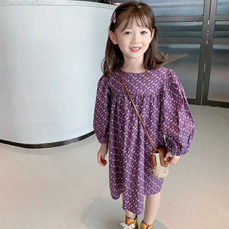 

Girl Dress Kids Skirts Spring Summer Cotton 2022 Purple Flower Girl Dress Party Evening Gown Gift Comfortable Children Clothing