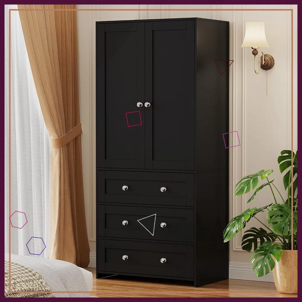 180 cm Holz-Kleiderschrank mit Spiegel und Schubladen, Großraumiger Aufbewahrungsschrank für Schlafzimmer