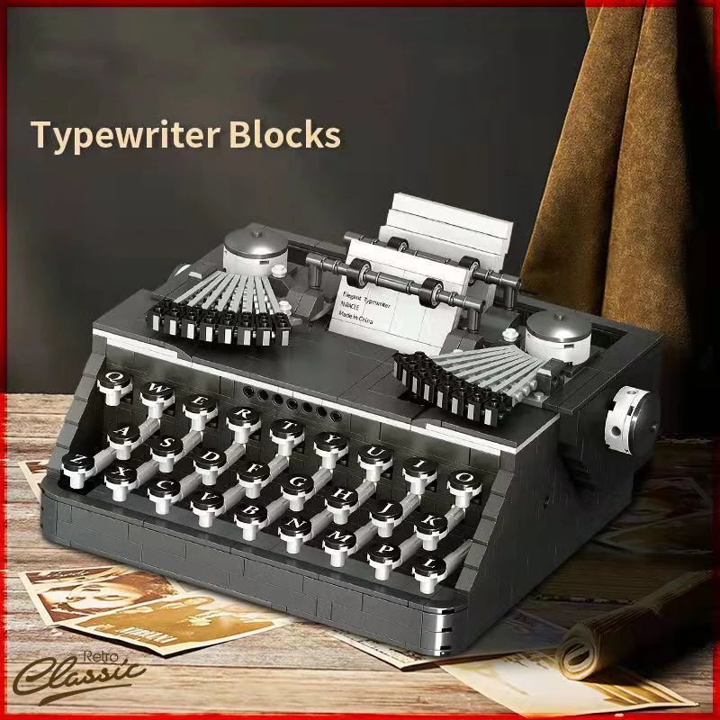 

1000+PCS Mini Vintage Typewriter Building Blocks High Difficulty Assembly Desktop Decoration Holiday Gift