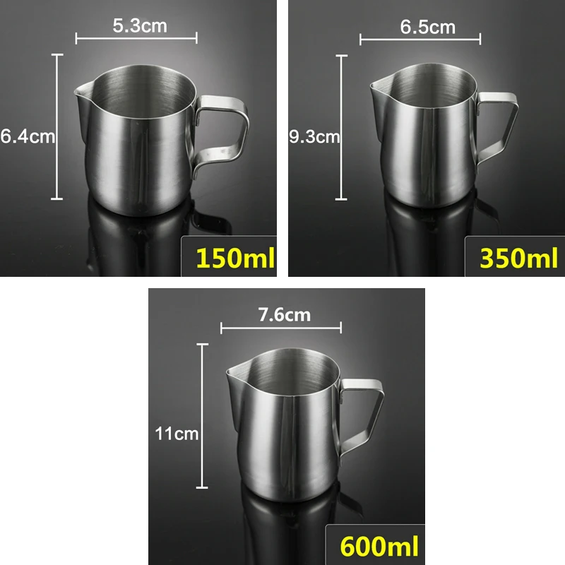 150-1000ml Stainless Steel Milk Jug Frothing Pitcher Latte Espresso Coffee Jug Barista Craft Cappuccino Milk frother Cream Cup