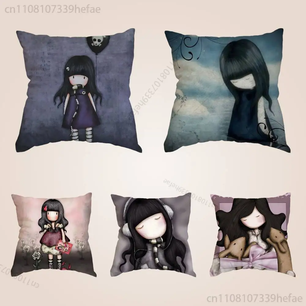 

S-Santoro G-Gorjuss Funny Pillow Case Anti-dustmite Pillowcase Invisible Zipper Silky Short Plush Sofa Cushion Cover