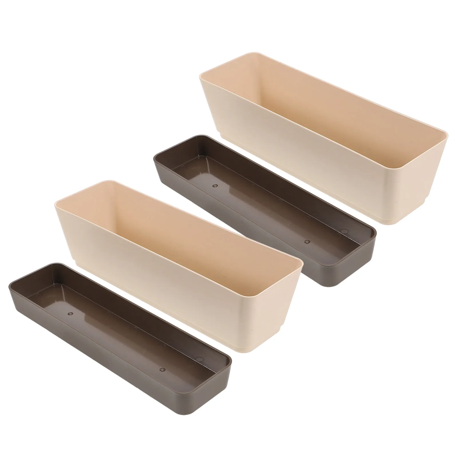2Pcs Rectangle Window Sill Planter Boxes Plastic Flower Pots Indoor Window Garden Kitchen Decor 12.4x4 Inch Drainage Holes