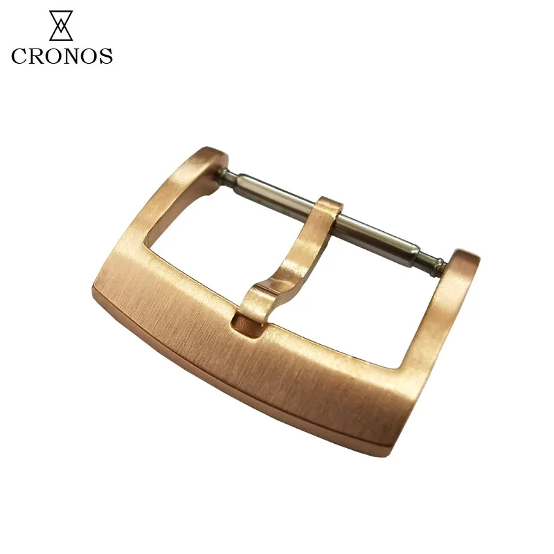Cronos Solid Bronze CuSn Tongue Buckle for L6002M Watch Parts Fully Brushed 18 20 22 mm 2.0 with Spring Bars