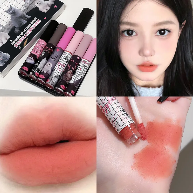 ensemble-de-gloss-a-levres-mats-design-cat-play-fini-velours-sans-bavures-pour-les-etudiants-abordable-essentiel-pour-l'ete-maquillage-quotidien