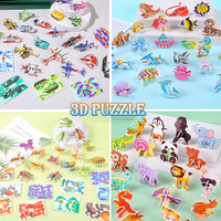 30Pcs a set 3D DIY Puzzles Toys Mini Aircraft Tanks Animal Dinosaur Model Paper Jigsaw Puzzles for Kids Early Educational Toy