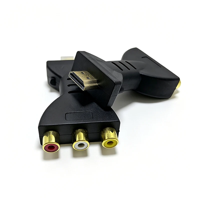 HDMI Male to 3RCA Female AV Adapter, Gold‑Plated HDMI to Composite Audio Video RCA Connector for Old TV Media Device ﻿