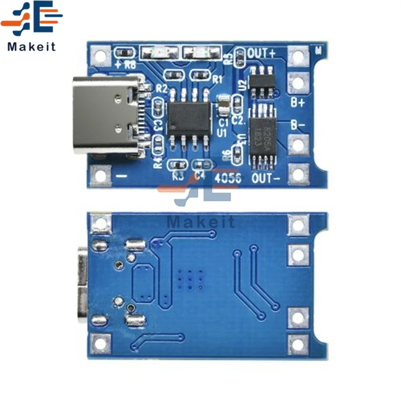 TP4056 Type-c USB 5V 1A 18650 Lithium Battery Charger TP4056 Module Charging Board With Protection Dual Functions 1A Li-ion