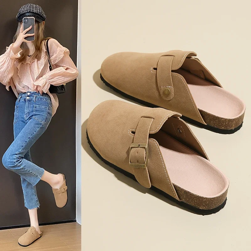 Comwarm Cork Footbed Clogs For Women Men Fashion Leather Mules Comfort Potato Shoes With Arch Support Indoor Outdoor Flat Slides