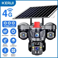 KERUI V380 Pro exterior PTZ 6MP WIFI 4G cámara Solar seguridad del hogar Triple lente cámara Panel Solar vídeo CCTV vigilancia