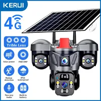 KERUI V380 Pro Outdoor PTZ 6MP WIFI 4G Solar Camera Home Security Triple Lens Camera Solar Panel CCTV Video Surveillance