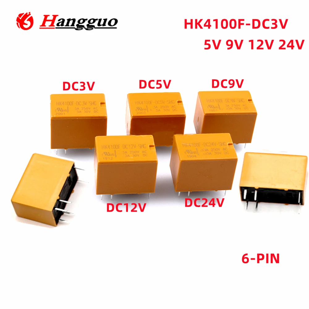 5PCS/Lot Original HK4100F-DC3V 5V 6V 9V 12V 24V -SHG 6PIN 3A A Set Of Conversions 4100 Signal Relay