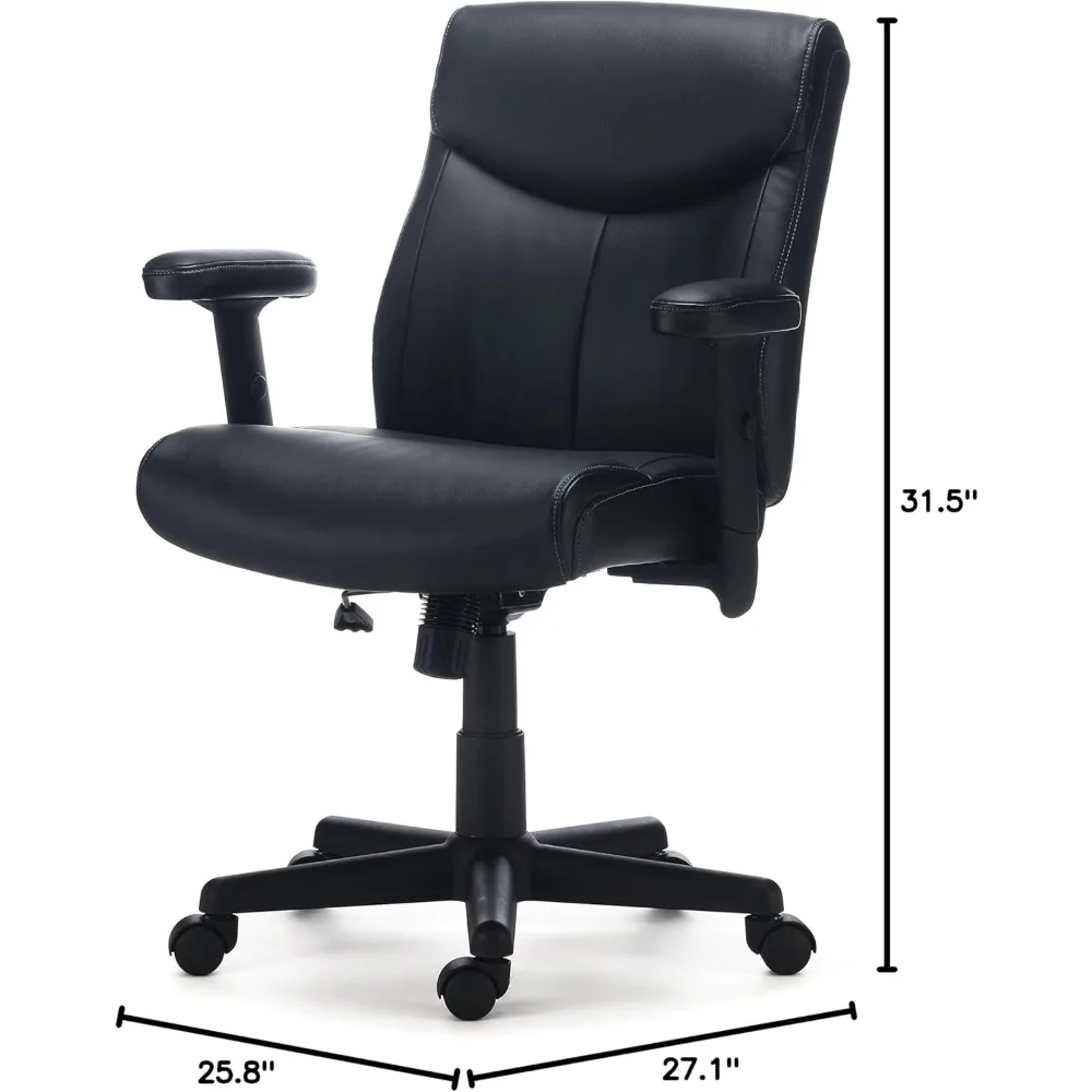 Staples Traymore مدير مريح وكرسي مكتب تنفيذي، كرسي دوار لمكتب المهام بعجلات، ارتفاع قابل للتعديل، Luxura Fau