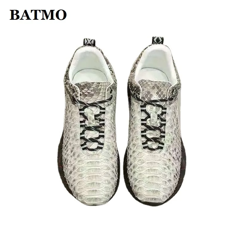 BATMO 2022 new arrival Fashion Snake skin causal shoes men,male Genuine leather shoes 008