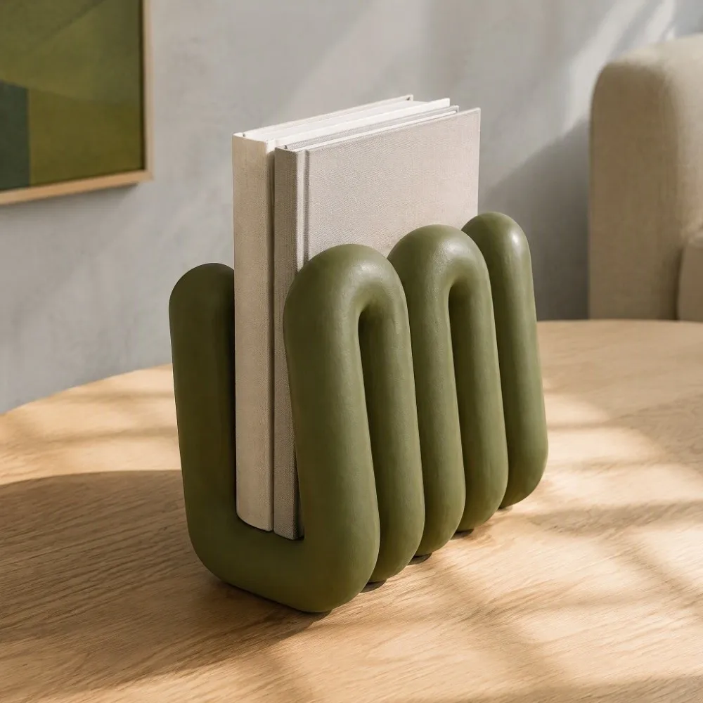 PLA Table File Rack Ergonomic Decorative Wavy Laptop Stand Lightweight 3D Printed Desk Organizer Office, Cultural