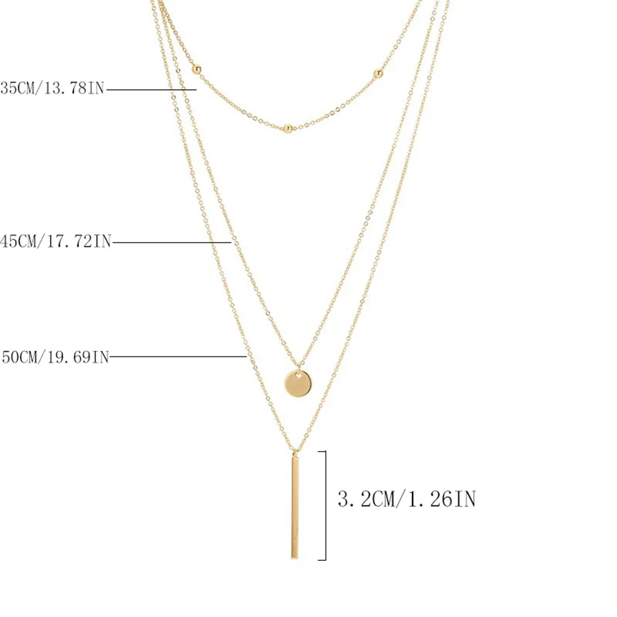 925 Sterling Silver Three-Layer Necklace Personality Charm Women's Pendant Simple Style Choker Birthday Gift Exquisite Jewelry