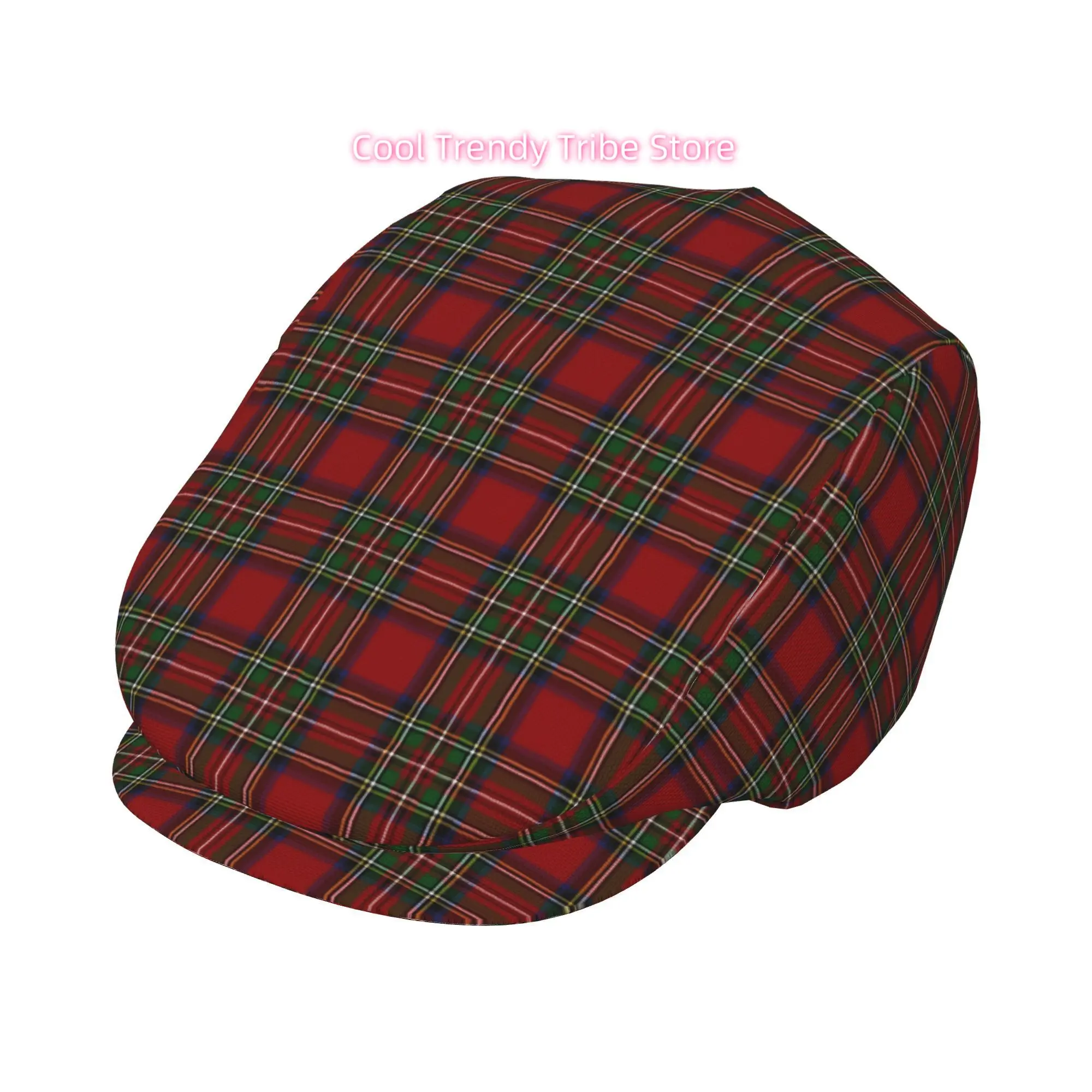 2D Flat, 1pc The Royal Stewart Tartan All-over printed beret,  newsboy cap, unisex, a must-have fashion accessory for outdoor le