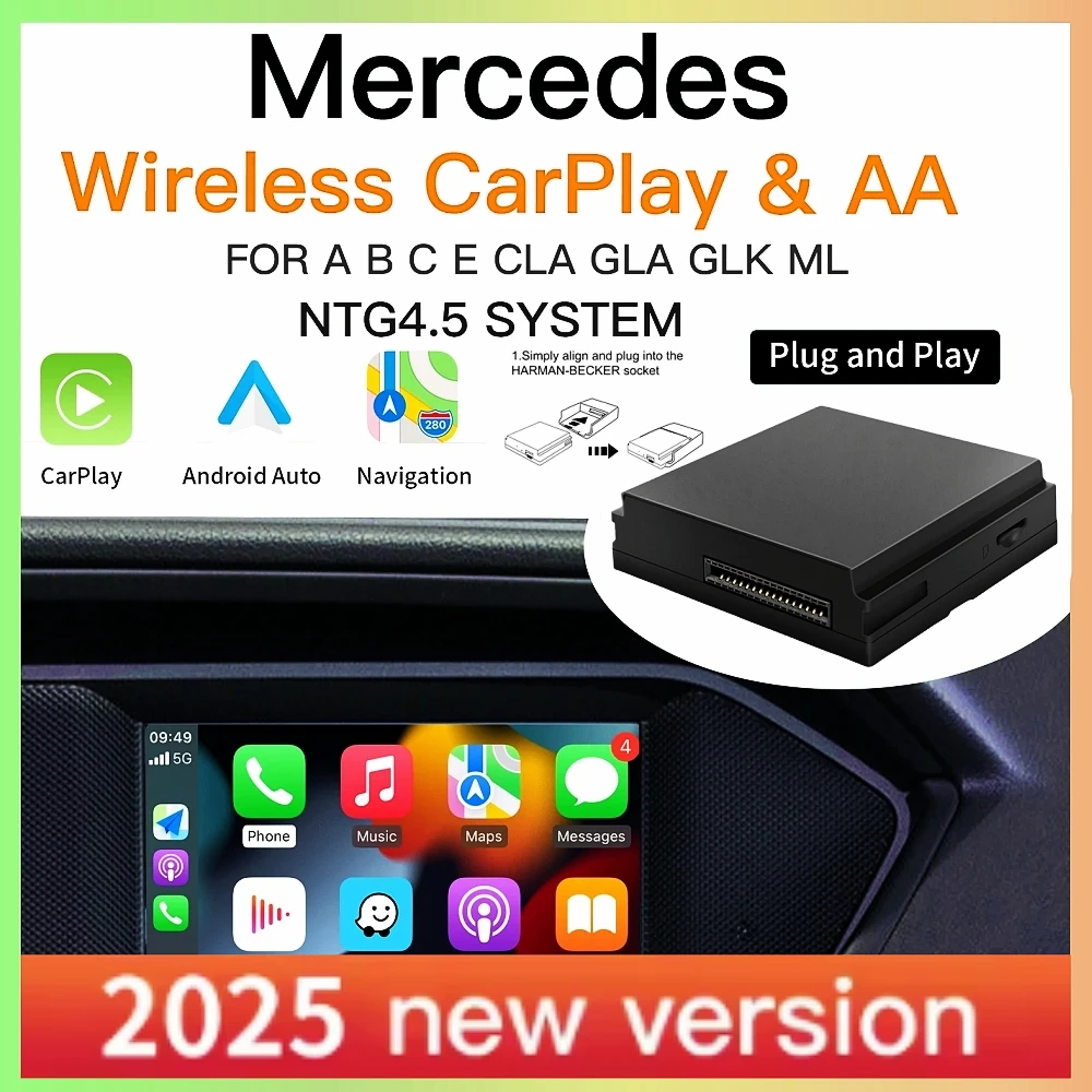 Wireless Carplay Suitable For Mercedes Benz A B C E CLA GLA GLK ML Sprinter NTG4.5 Becker Module Android Auto Navigation