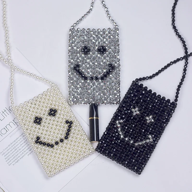 2024 New Trend Fashion Pearl Smiling Face Crossbody Bag Mini Versatile Mouth Red Bag