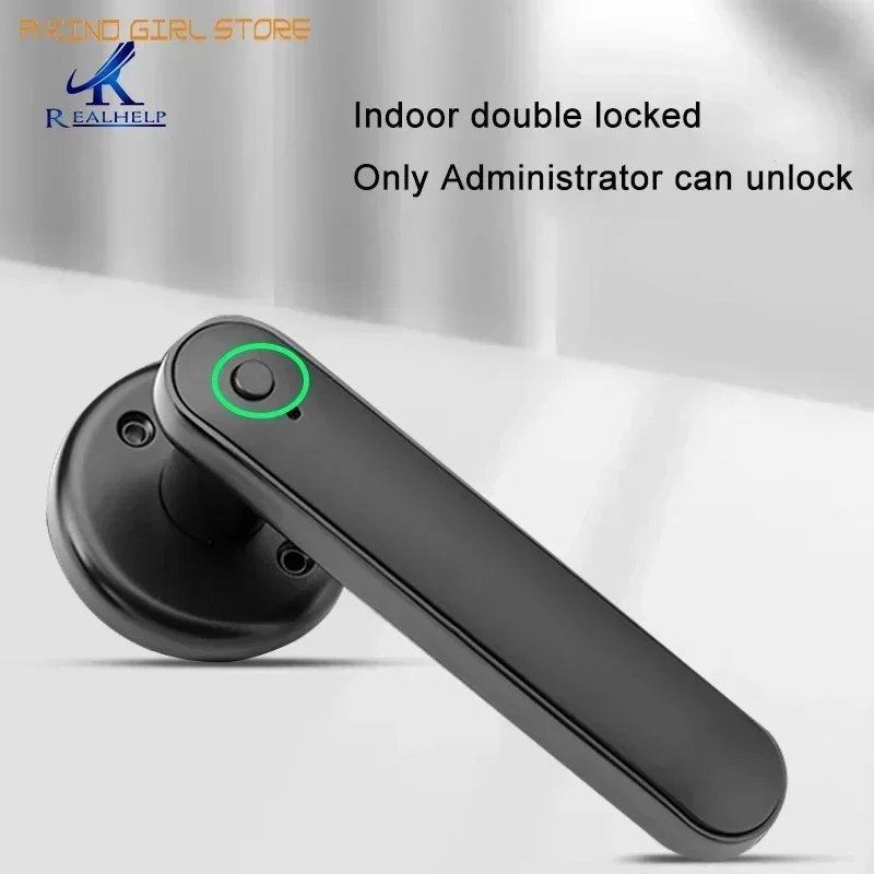 Fingerprint Lock with Touchscreen Smart Room Door Tuya App Digital Lever Lock Keyless Entry Front Door Knob with Keypad Voice