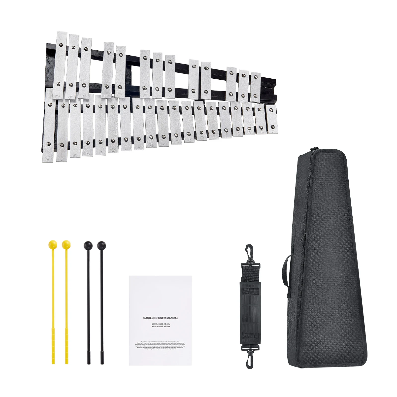 

SucceBuy 32 Note Glockenspiel Xylophone Bell Kit Percussion Instrument with Mallets Drum Sticks Carrying Bag for Adults Students
