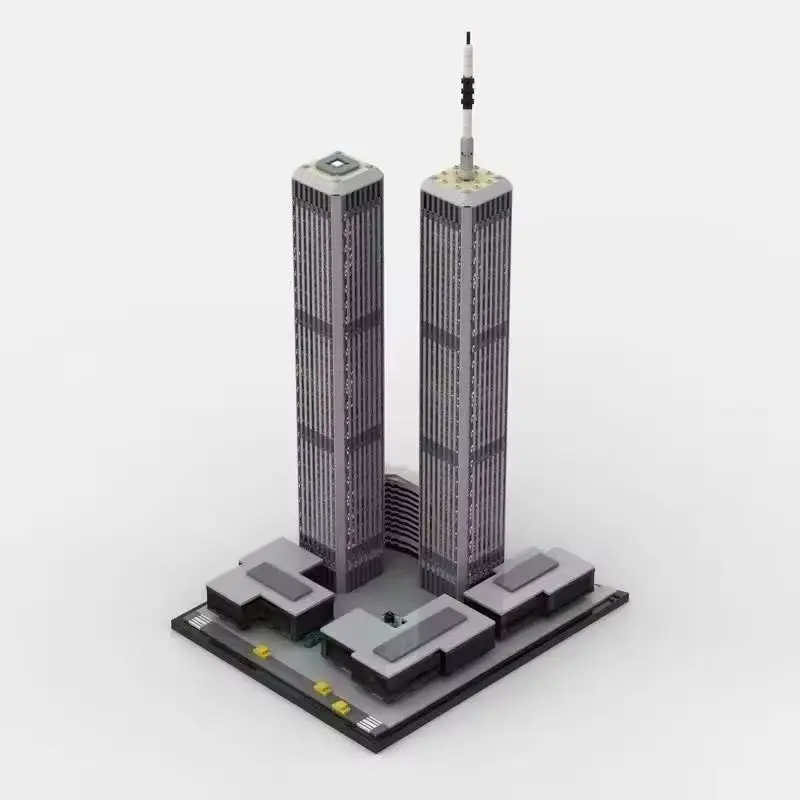 세계 무역 센터 1973-2001 1:1000 스케일 모델 Moc 빌딩 블록 Diy 조립 벽돌 건축 디스플레이 장난감 선물 4850PCS