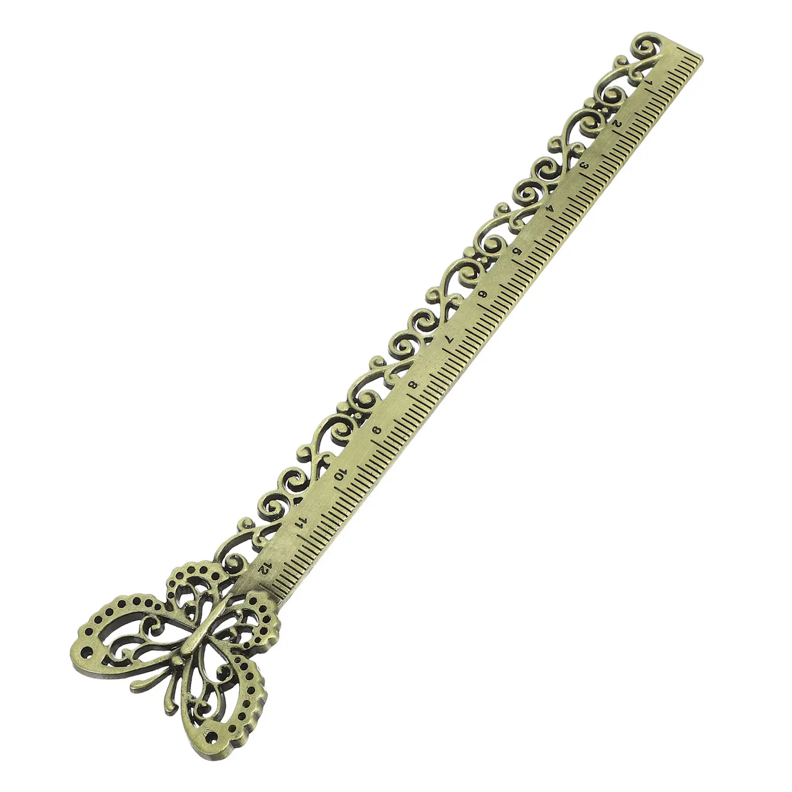 Vintage Metal Bookmark Ruler Set Copper Ginkgo Leaf and Dual Function Page Marker for Book Lovers