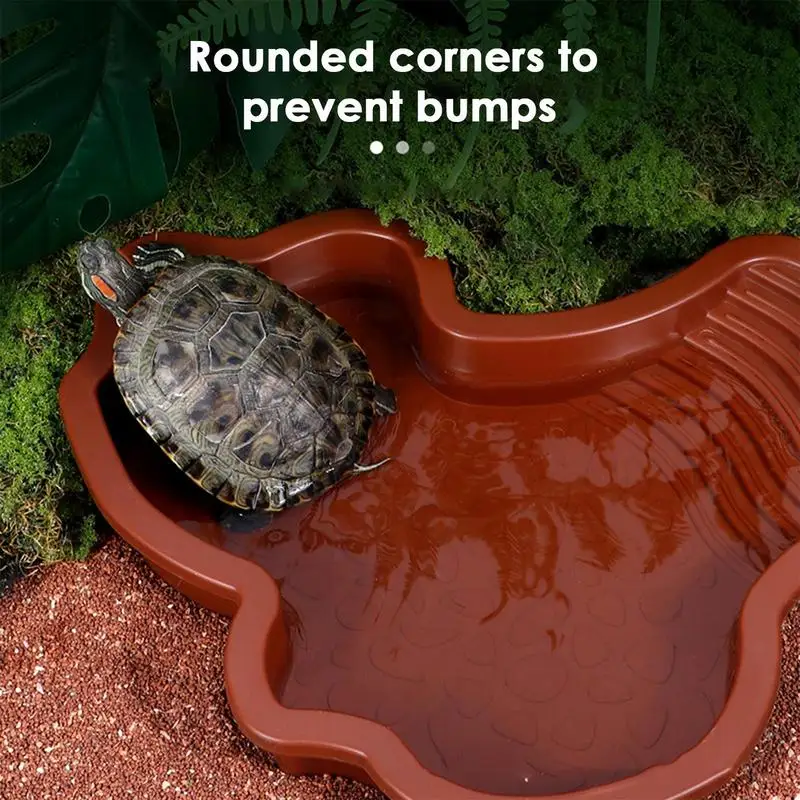 Schildkröten-Lebensmittelschale aus Kunststoff für Schildkröten und Wassernapf, Schildkröten-Lebensmittelzubehör mit rutschfester Rampe, Schildkröten-Reptilien-Badebecken
