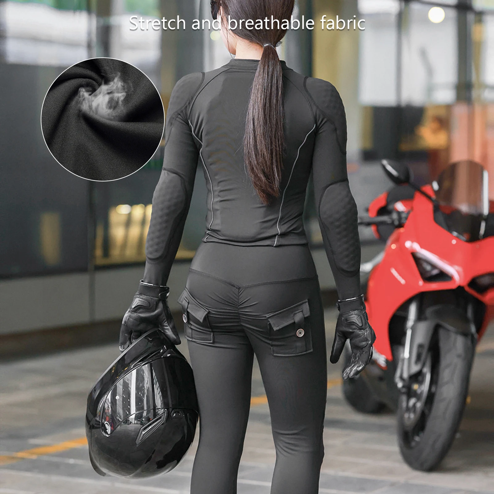 

Women's Mesh Jacket Motorcycle Padded Shirt Soft Armor Sports Protective Gear Ladies' Motorcycle Fitness Outfit
