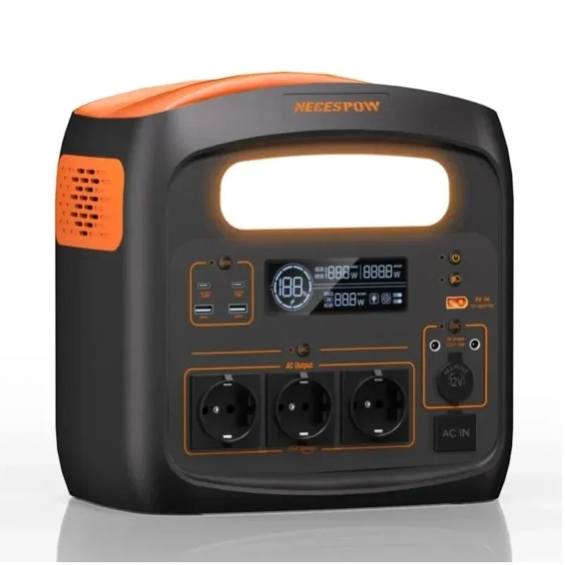 Newsmy (necespow) N1200 1800W Tragbare Powerstation 1024Wh LiFePO4-Batterie 4000 Zyklen USV 230V AC-Ausgang 100W PD-Schnellladung für Notfälle zu Hause, Camping, Wohnmobil
