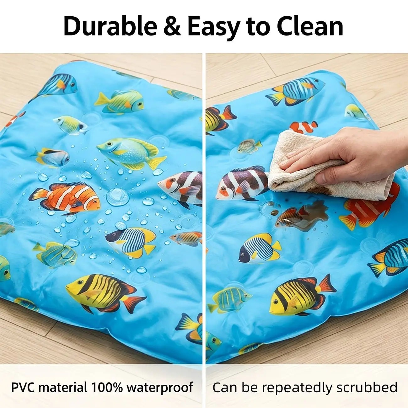 1 pc multi-scale small fish pattern pet water mat, suitable for cool pet sleeping in summer, suitable for dog beds, sofas, floor