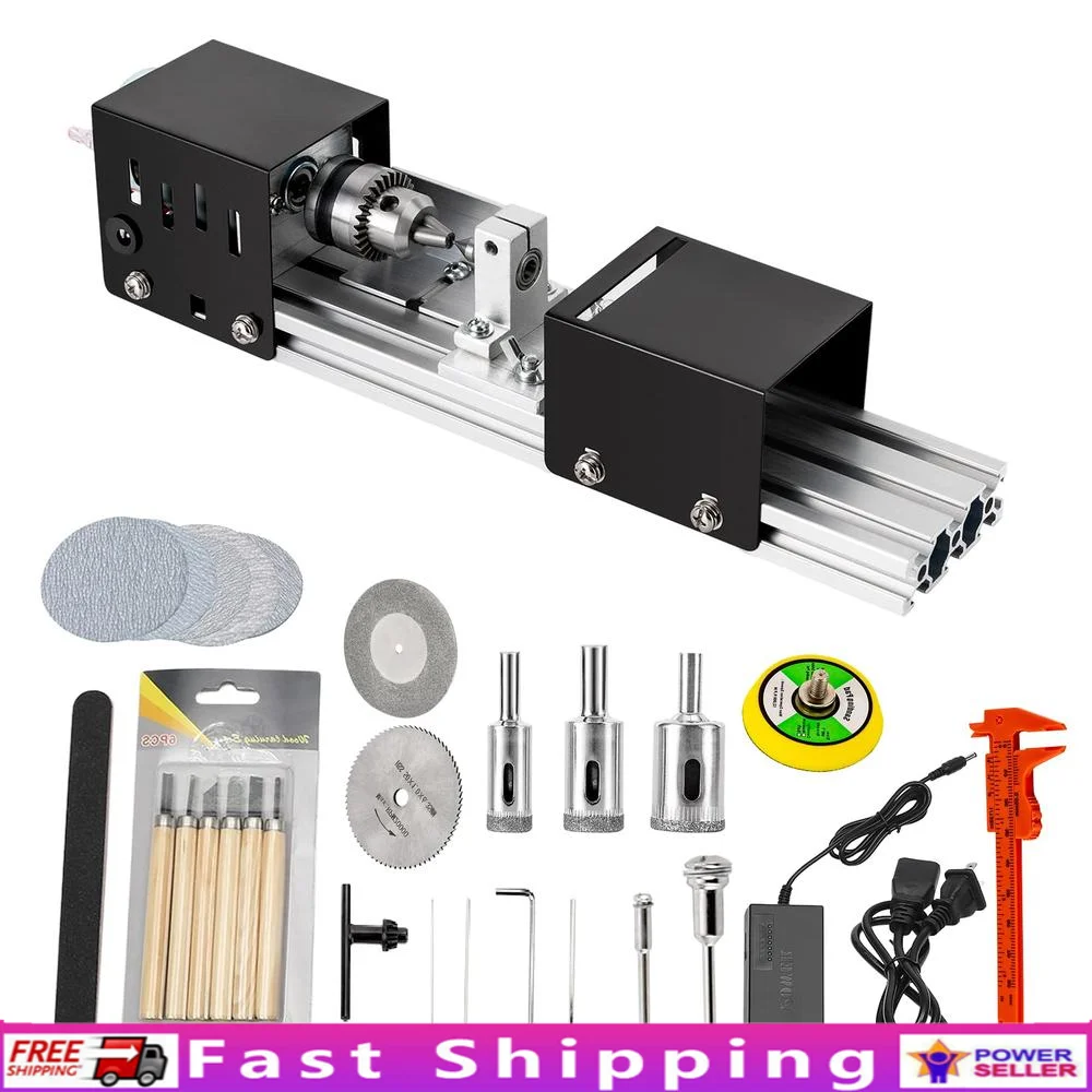 Compact 12-24VDC Mini Wood Lathe Milling Machine Table DIY Woodworking Projects