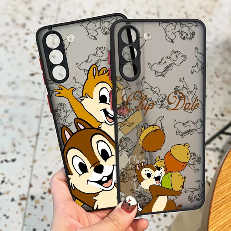 Chip \'n\' Dale Cute For Samsung S24 S23 S22 S21 Ultra S20 FE S10 Plus Lite 4G 5G Frosted Translucent Phone Case