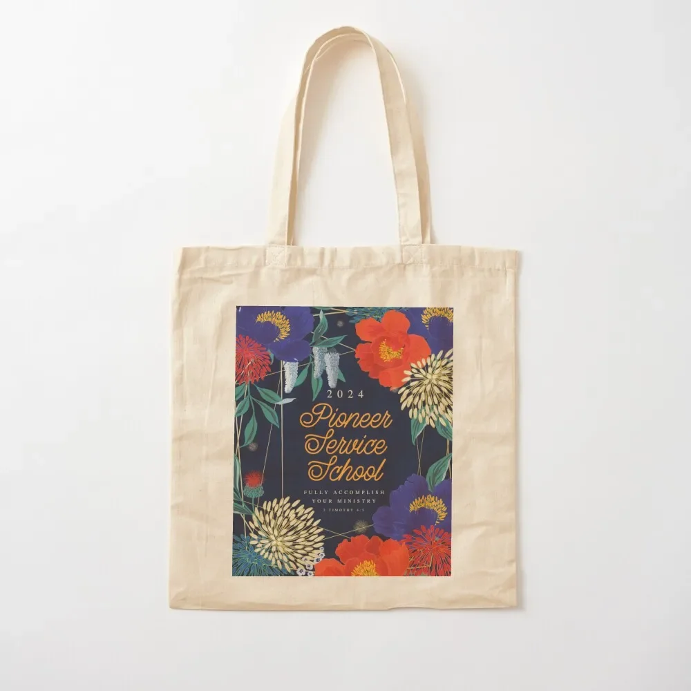 

PIONEER SERVICE SCHOOL 2024 (Blue & Red Flowers) Tote Bag Reusable bags Shopper Shopper handbag hand bag ladies Tote Bag