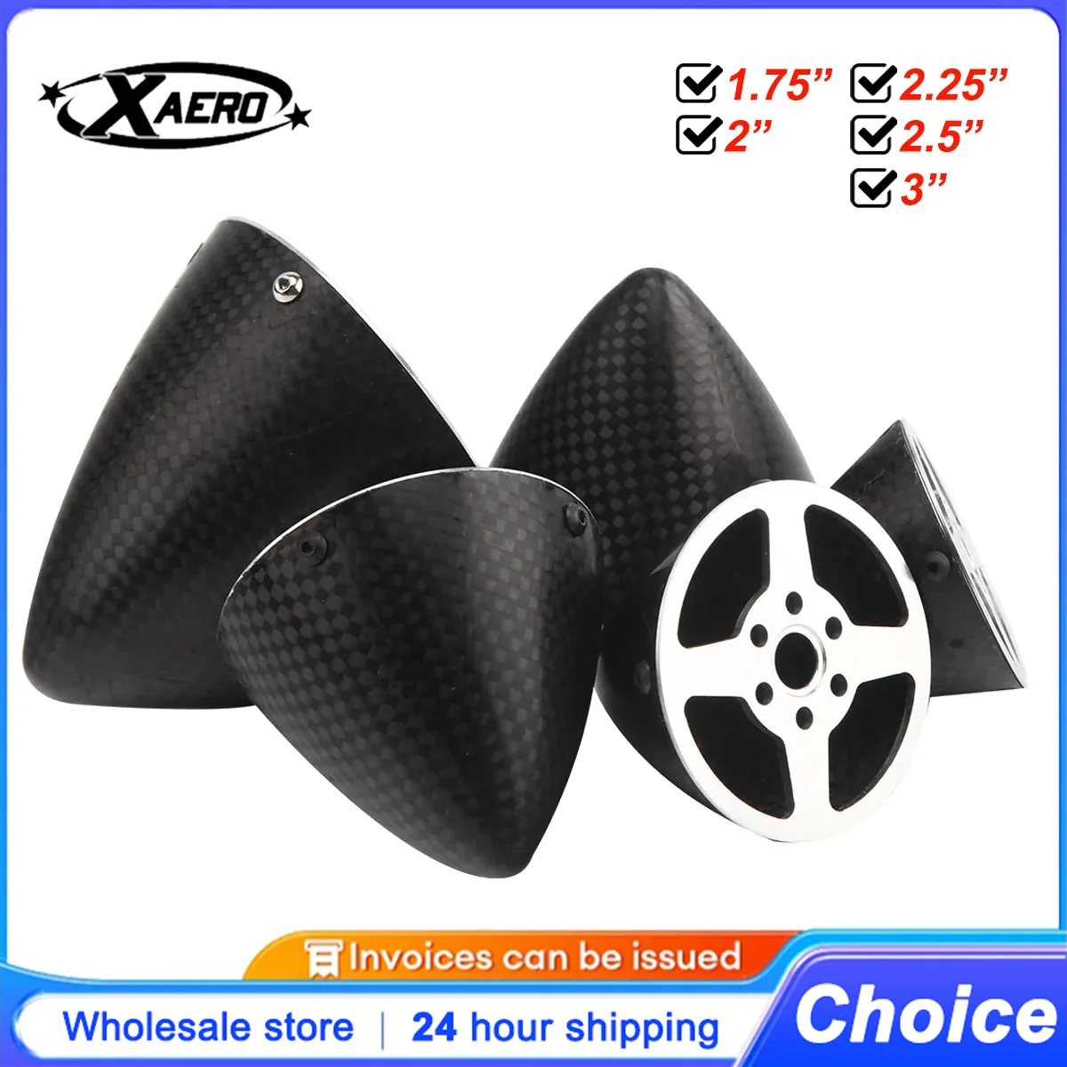 XAERO 1PC 3K Carbon Fiber Spinner - No Vent Hole 1.75