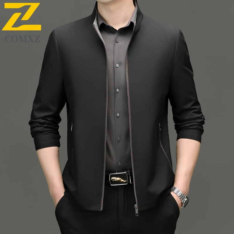 

COMXZ Mens Business Jacket 2025 New Premium Stand Collar Comfort Working Outerwear Luxury Elegant Spring Autumn Casual Clothing
