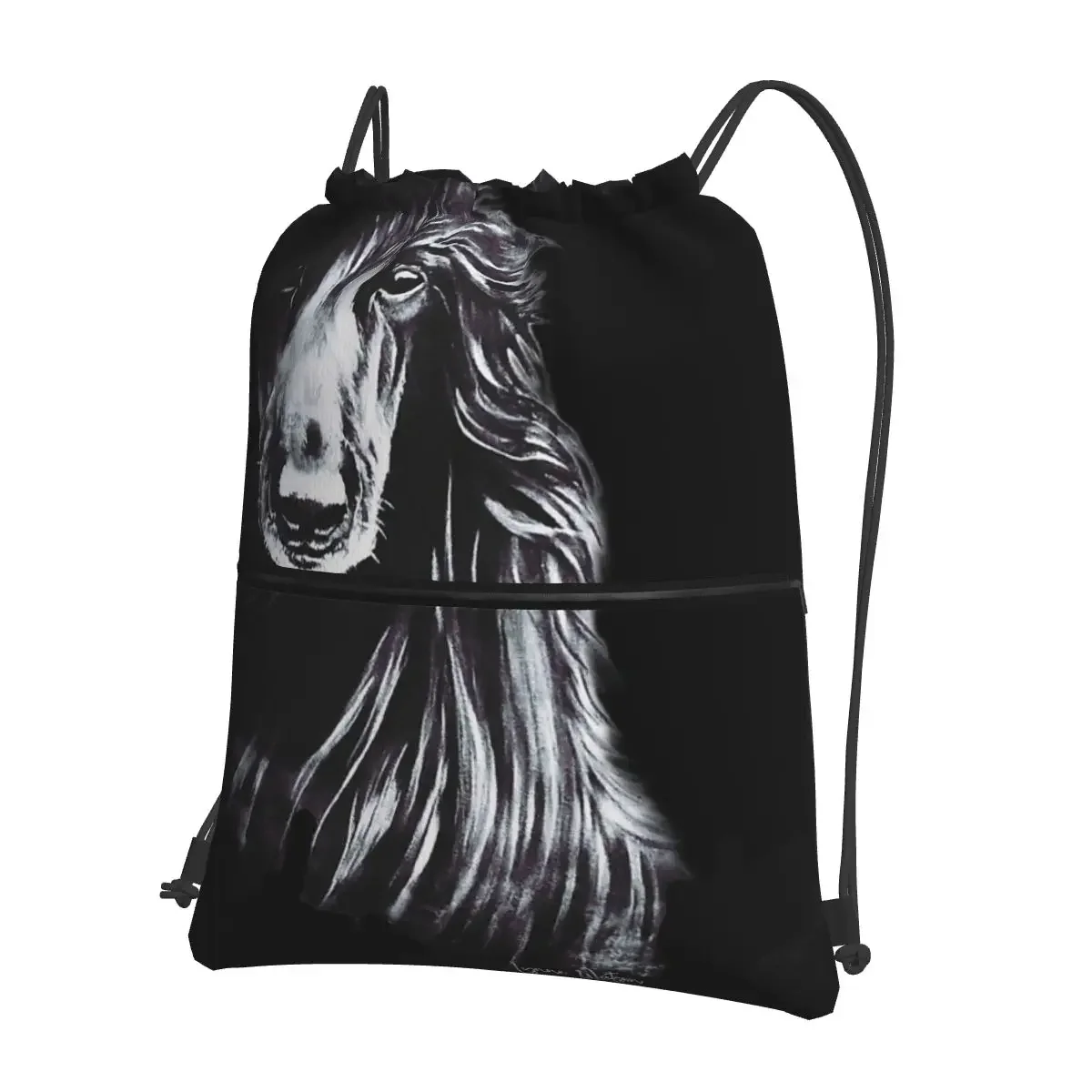 

Afghan In Shadows Black Afghan Hound Portable Backpacks Drawstring Bag Drawstring Bundle Pocket Sundries Bags For Travel Sport