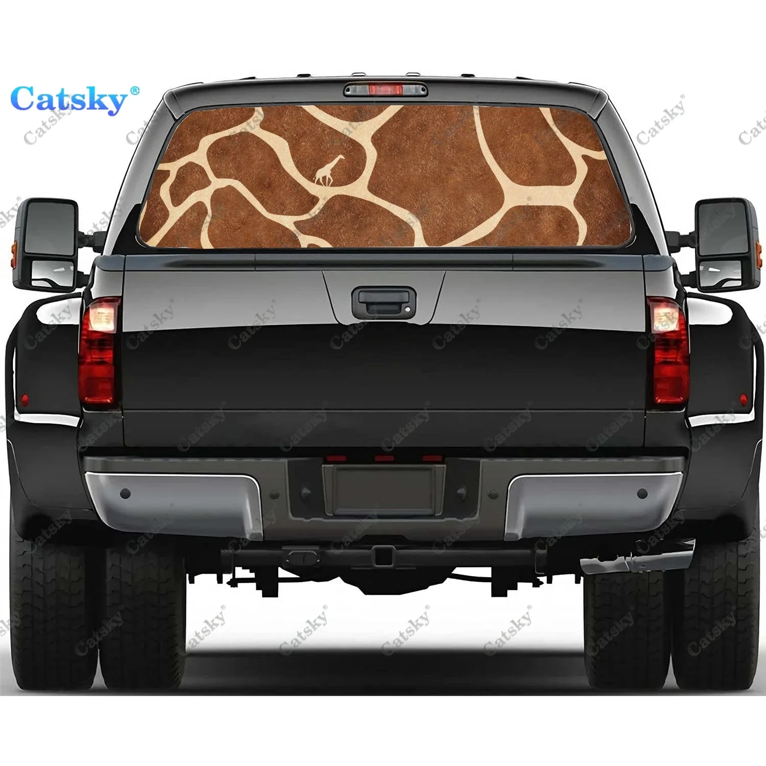 Giraffe Spot Print Car Rear Windshield Sticker Truck Rear Window Decal Decor See Through Perforated Back Window Vinyl Decal