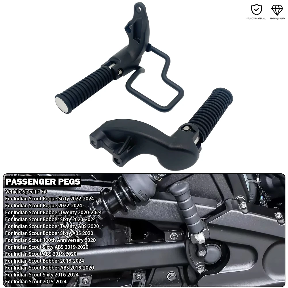 

Motorcycle Rear Passenger Pegs With Foot Guard Protects Mount Kit Fit For Indian Scout Rogue Sixty Bobber Twenty ABS 2015-2024