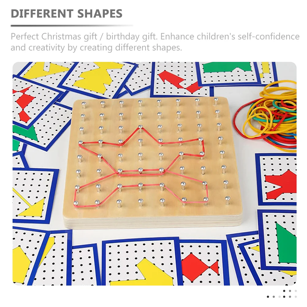 Geometric Shapes Wooden Kindergarten Teaching Aids Educational Geoboard Toy Peg Toddler Gift Kids Plaything Mathematical Nail