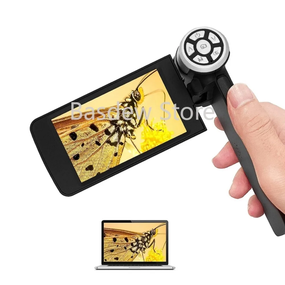 Electronic FHD Video Microscope, Supports Windows PC Handheld Digital Microscope Portable Microscope with 4 Inch Screen