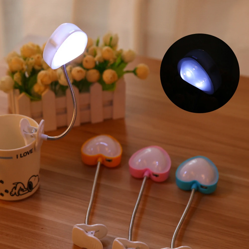 

LED Eye Protection Desk Lamp Heart Shaped Clip Light Clamp Adjustable Angle Powered Soft Brightness No Glare Eco