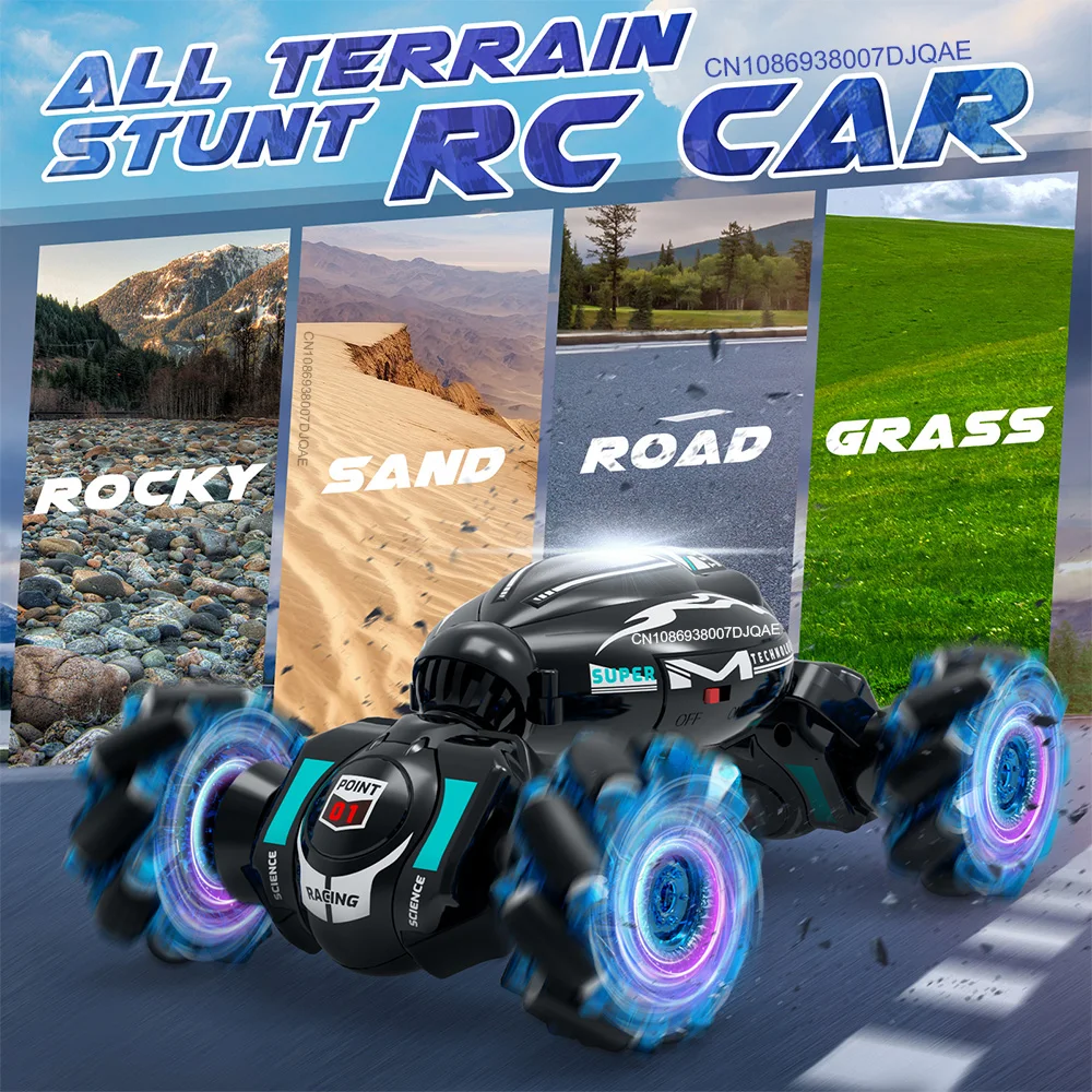 4WD RC Drift Car Off Road 2.4G Radio Remote Control Light Stunt Car 360° ° Obrotowy samochód wspinaczkowy Zabawka na świąteczny prezent dla dzieci