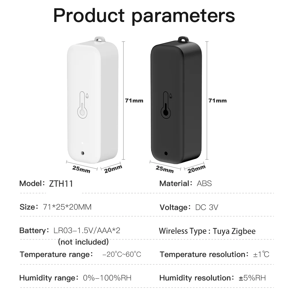 Termômetro com sensor de umidade e temperatura Tuya Zigbee IP65 à prova d'água compatível com Smart Life e Google Assistant